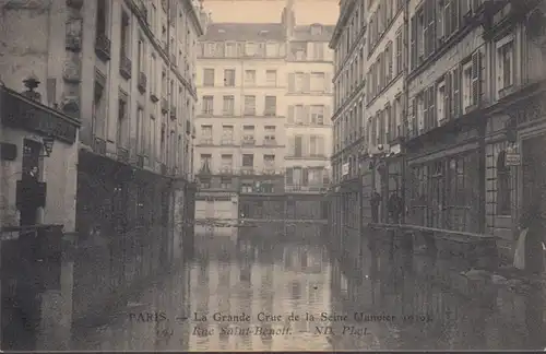 CPA Crue de la Seine Paris Rue Saint Benoit, non circulé