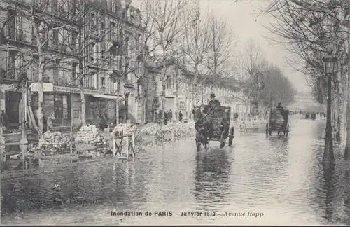 CPA Inondations de Paris Avenue Rapp, non circulaire