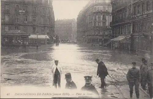 CPA Inondations de Paris Place de Rome, non circulé