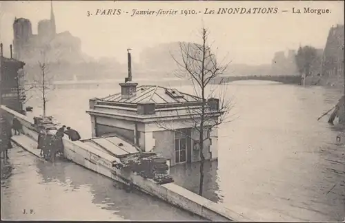 CPA Inondations de Paris La Morgue, non circulaire