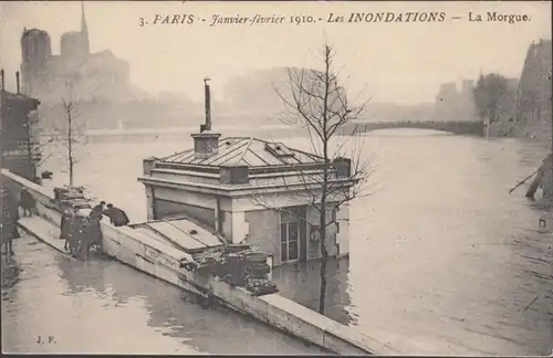 CPA Inondations de Paris La Morgue, non circulé