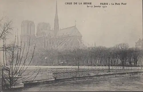 CPA Crue de la Seine Le Petit Pont, non circulé