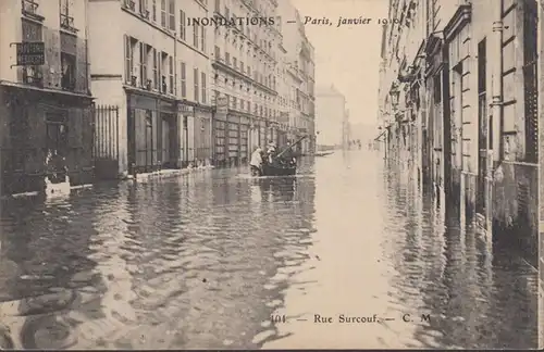 CPA Inondations de Paris Rue Surcouf, non circulé
