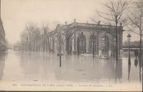 CPA Inondations de Paris La Gare des Invalides, non circulaire