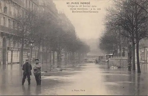 CPAParis Inondé Boulevard Saint Germain, non circulé