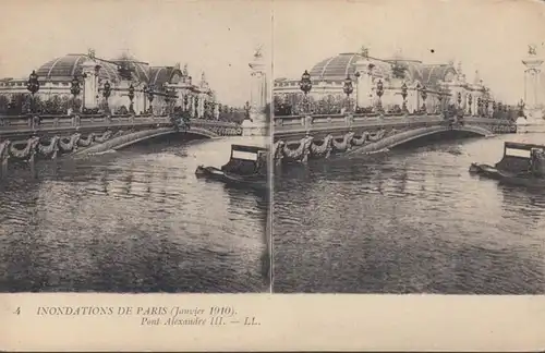 CPA Inondations de Paris Pont Alexandre lll Stereo carte, non circulaire