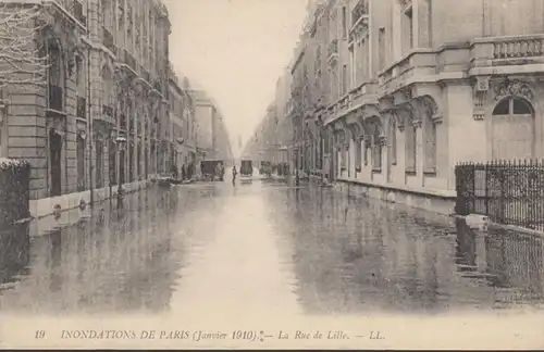 CPA Inondations de Paris La Rue de Lille, non circulaire