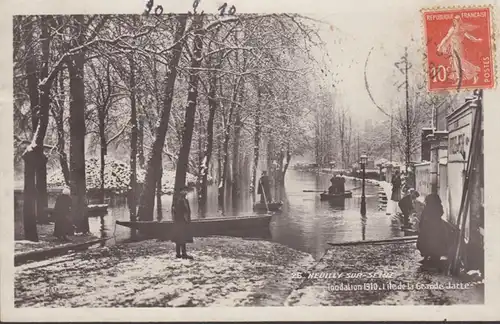 CPA Neuilly-sur-Seine Inondation Lile de la Grande Jatte, circulé 1910