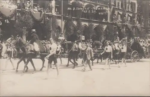 München 13 Turnfest 1923 Festumzug Festwagen Foto Ansichtskarte, ungelaufen