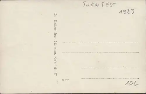 München 13 Turnfest 1923 Umzug, Straßenansicht Ruhrgau Turner, ungelaufen