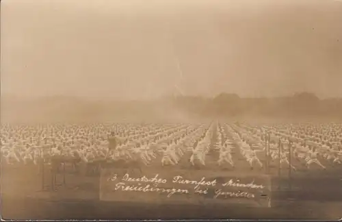 München 13 Turnfest 1923 Freiübungen bei Gewitter Foto Ansichtskarte, ungelaufen