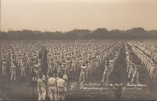 München 13 Turnfest 1923 Freiübungen bei Gewitter Foto Ansichtskarte, ungelaufen