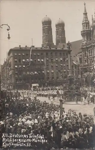 München 13 Turnfest 1923, Menschenmassen, Frauenkirche Dom, Foto Ansichtskarte, ungelaufen