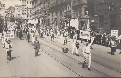 München 13 Turnfest 1923, Umzug Straßenpartie, Ruhrgau Turner, Foto Ansichtskarte, ungelaufen