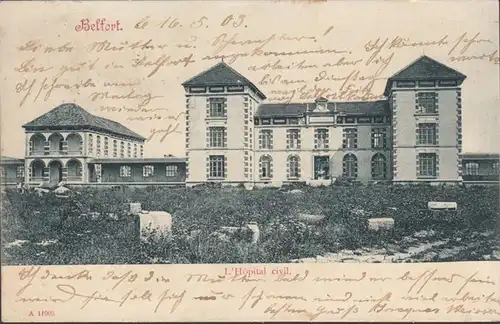 CPA Belfort L'Hôpital civil, circulé