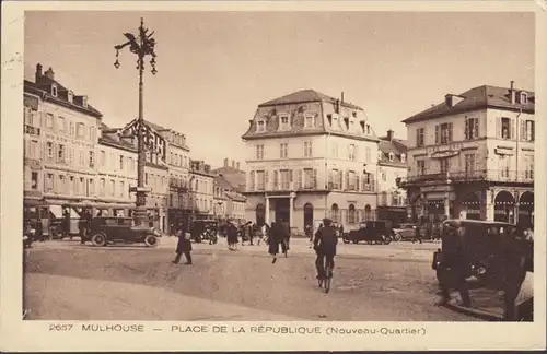 CPA Mulhouse Place de la République, circulé 1935