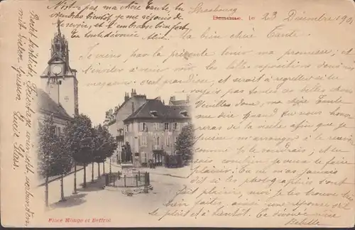 CPA Beaune Place Monge et Beffroi, circulé 1901