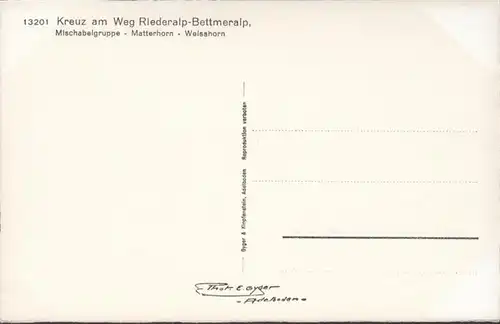 Kreuz am Weg Riederalp Bettmeralp, ungelaufen