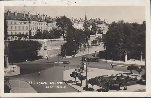 Genève Place Neuve et la Treille, gelaufen 1928