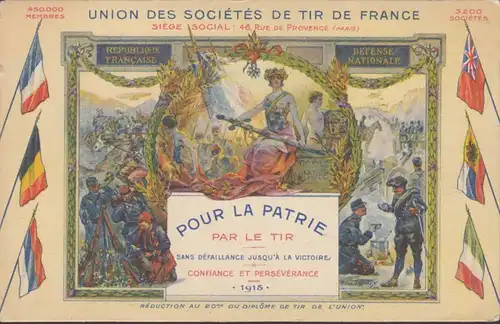 CPA Union des Sociétés de Tir de France Pour la Patrie, non circulaire