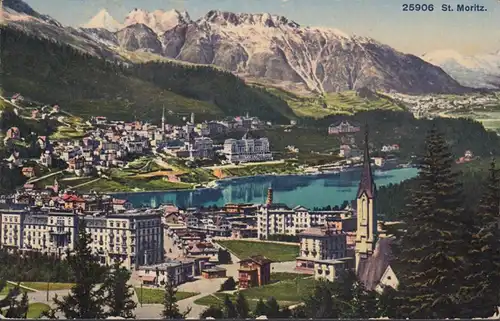 St. Moritz Gesamtansicht, gelaufen 1921