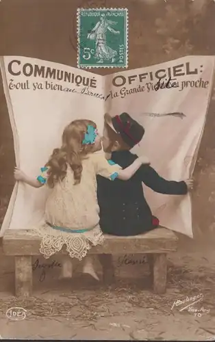 CPA Communiqué Officiel Baiser d'entfants, circulé