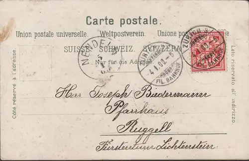 Gruss de Zurich Sonnenquai, couru 1900