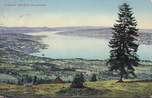 Zürichsee vom Etzel aus gesehen, gelaufen 1911