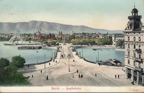 Zürich Quaibrücke, gelaufen 1905