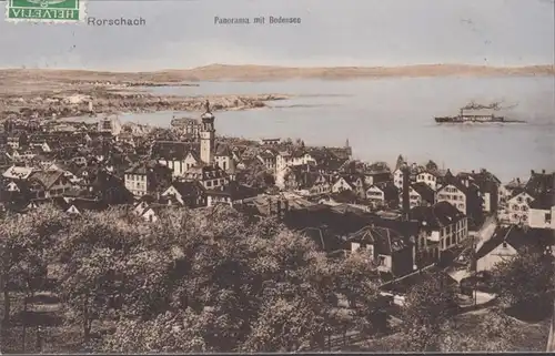 Rorschach Panorama mit Bodensee, gelaufen 1911