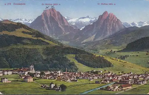 Einsiedeln mit großem und kleinen Mythen, gelaufen 1926