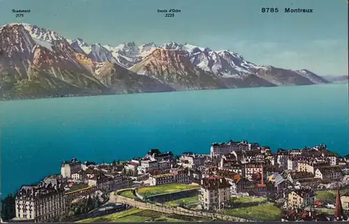 Montreux Vue générale Grammont Dens d'Oche, gelaufen 1916