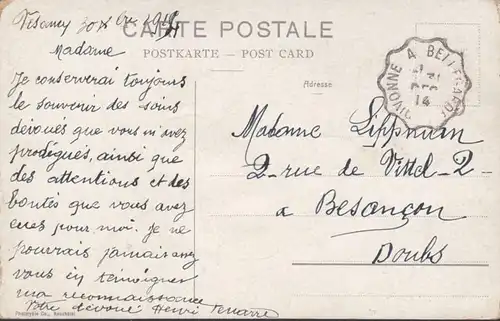 Lac Leman Geokarte, gelaufen 1914