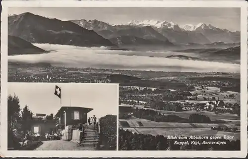 Blick vom Albishorn gegen Baar Kappel, Rigi, Berneralpen, gelaufen 1936