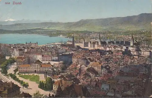Vue d'ensemble de Zurich, couru 1920
