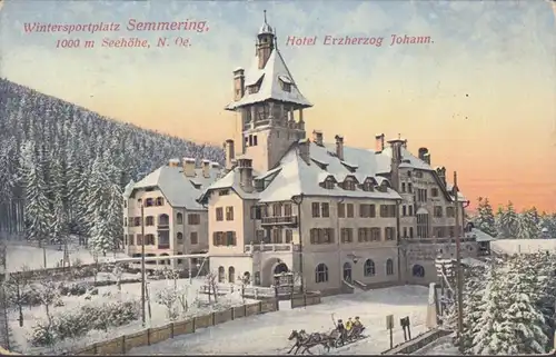 Sports d'hiver Semmering Hotel Archiduc Johann, couru en 1916