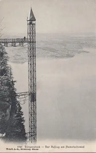 Bürgenstock Der Aufzug am Hametschwand, ungelaufen