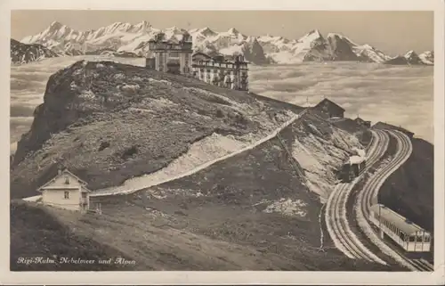 Rigi- Kulm Nebelmeer und Alpen, gelaufen 1930