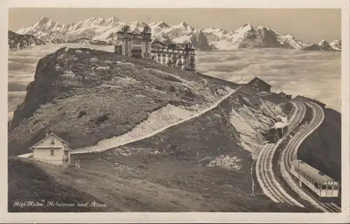 Rigi- Kulm mer de brouillard et Alpes, couru en 1930
