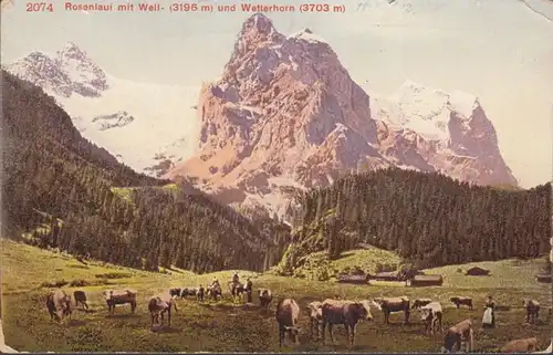 Rosenlaui mit Well- und Wetterhorn, ungelaufen