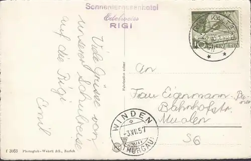 Rigi- Kulm et les Alpes, couru en 1957