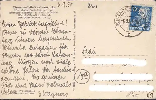 Ottendorf-Okrilla Buschschänke Lomnitz, gelaufen 1950