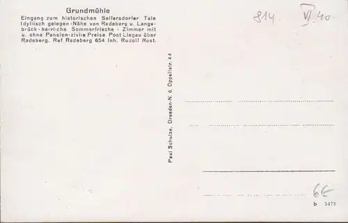 Radeberg Grundmühle Eingang zum historischen Seifersdorfer Tale, ungelaufen