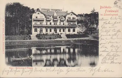 Moritzburg Buchholz Friedewald im Lössnitzgrund Kurhaus Bahnpost, gelaufen 1900