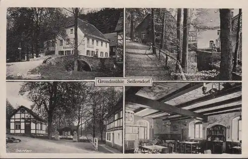 AK Grundmühle, Seifersdorf, Garten, Mühlstübel, gelaufen 1949