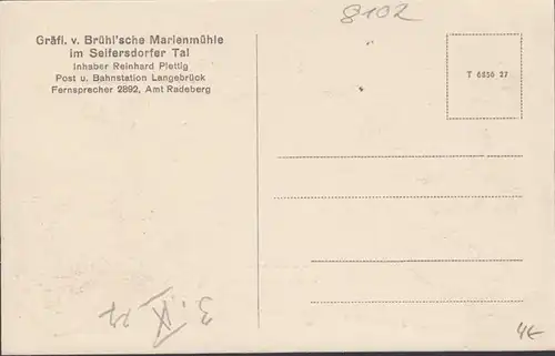 Denkmäler im Seifersdorfer Tal, Herzog Leopold, Lauras Denkmal, Herzogin Amalie v. Weimar, ungelaufen- datiert 1927