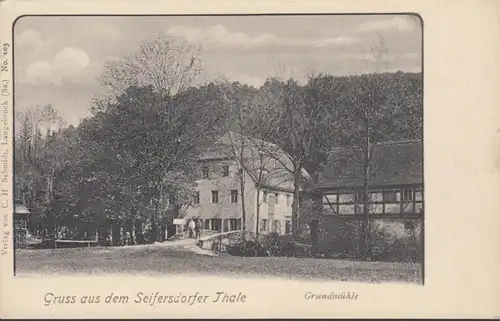 Gruss aus dem Seifersdorfer Tale Grundmühle, ungelaufen