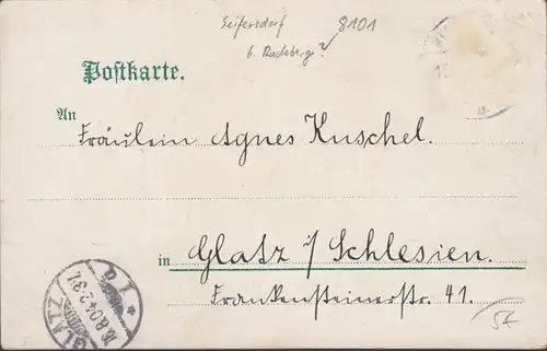 Gruss aus dem Seifersdorfer Tal bei Langenbrück Marienmühle, gel. 1904