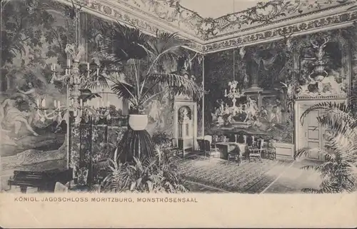 Jagdschloss Moritzburg Monströsensaal, gelaufen 1908