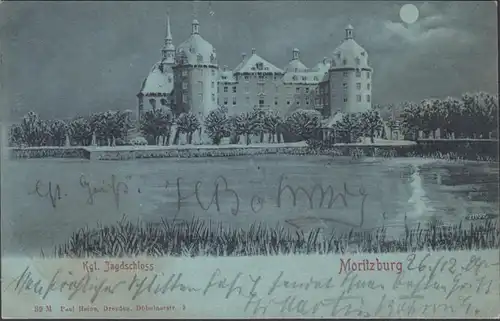 Château de chasse Moritzburg, clair de lune, couru en 1899